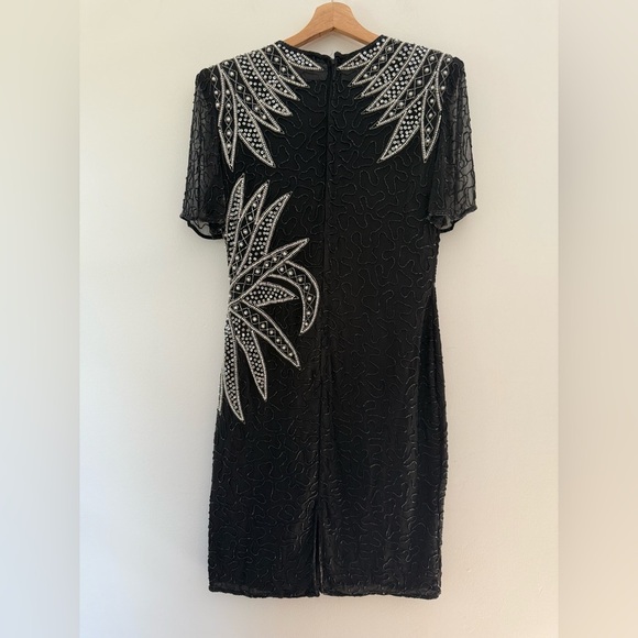 Vintage Laurence Kazan New York Black and White Embellished Sequin Dress size M - Picture 2 of 7